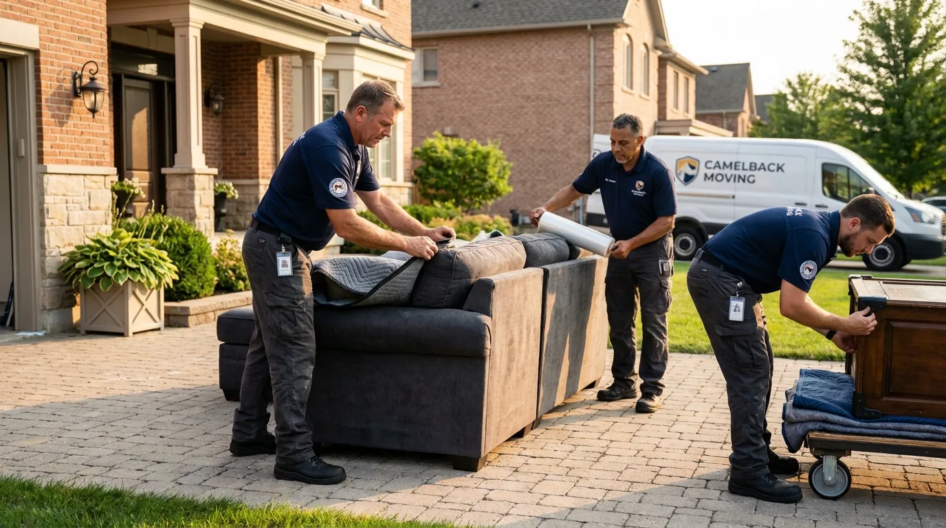 Large estate moving crew wrapping furniture in Avondale, PA
